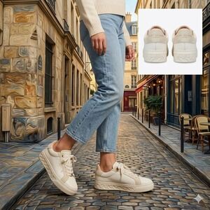 Kurt Geiger London Laney White Leather Suede Platform Sneakers EU 38.5 US 8 0915